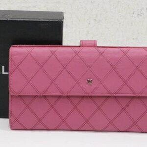 Chanel Pink Diamond Stitch Long Leather Wallet 13393002